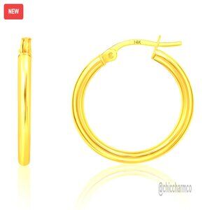 14K Gold Hoop Earrings 20MM Hypoallergenic Secure Click Closure